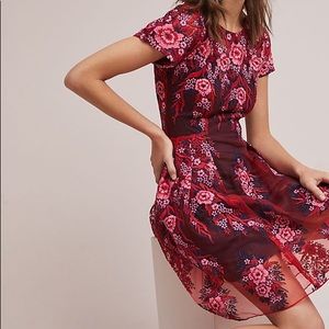 Anthropologie Rosa Red Lace Dress